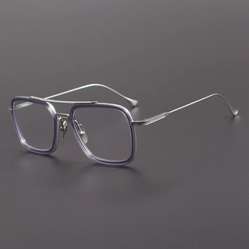 Stervormige parallelle balk grote frame pilotenbril voor dames 006 designer handgemaakte bijziendheidsbril puur titanium UV400 herenbril