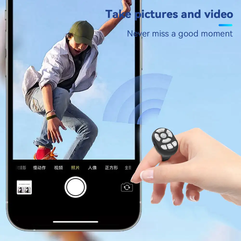8 أزرار جهاز تحكم عن بعد لاسلكي متوافق مع تقنية البلوتوث لهاتف iPhone وحدة تحكم عصا سيلفي للهاتف المحمول لخراطة صفحة Tiktok