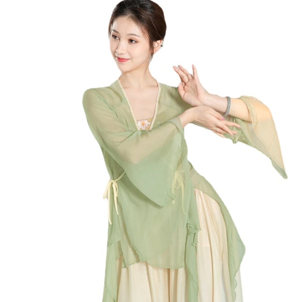 

Top Costume Elegant Chiffon Dance Chinese Classical Dancing Dress Gauze Clothes Chinese Classic Dance Exercise Clothing Female