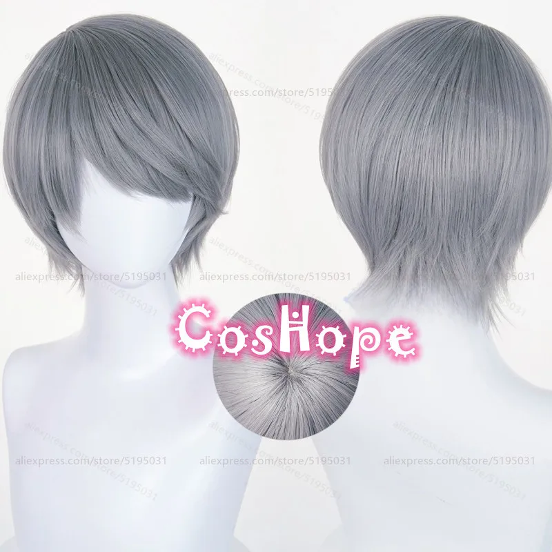

P4 Yu Narukami Cosplay Wig 30cm Short Silver Gray Wig Cosplay Anime Cosplay Heat Resistant Synthetic Wig for Halloween Costume