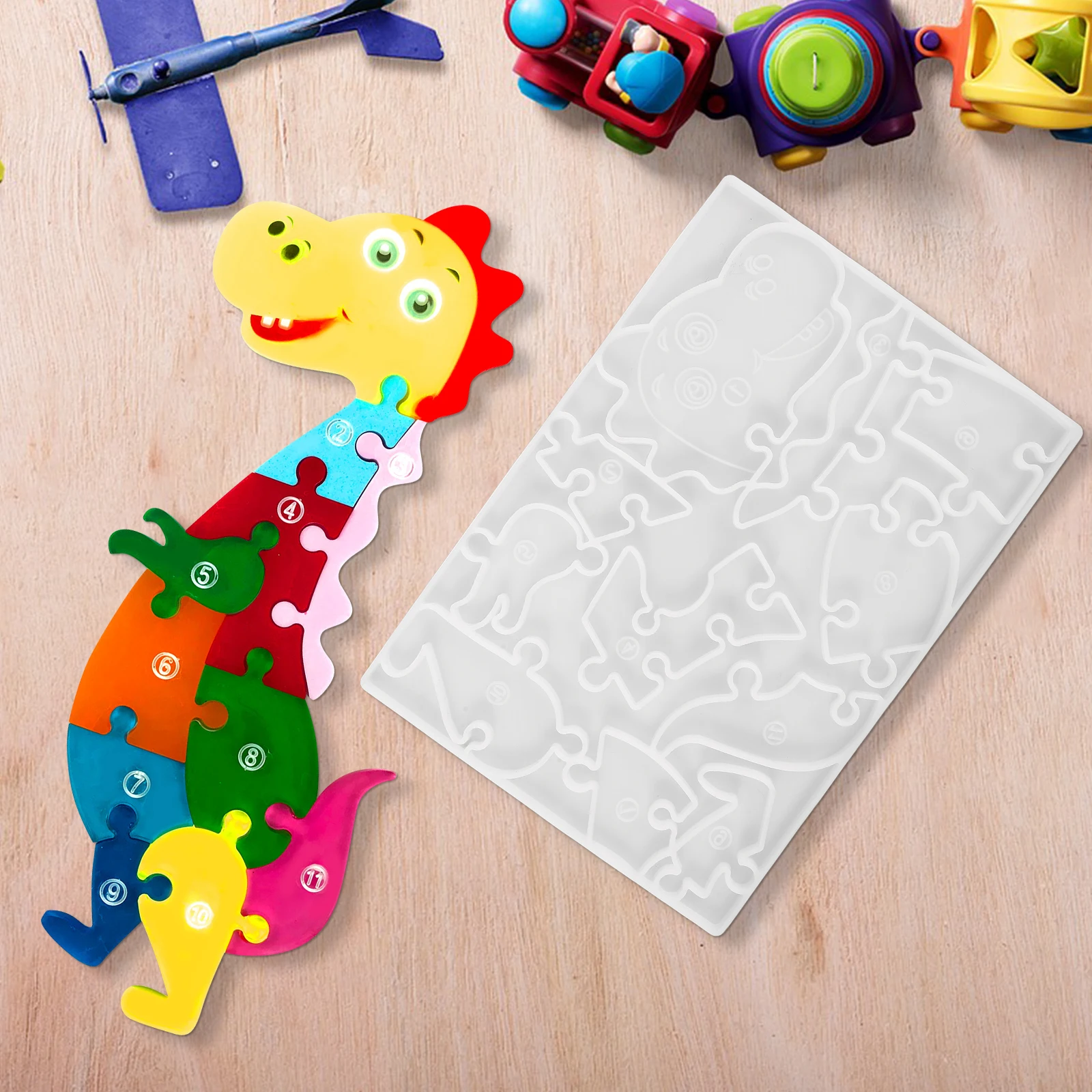 

Dinosaur Puzzle Silicone Jigsaw DIY Diy Mold Molds Casting for Wax Child Puzzle Making Kits Jewelry Accessories