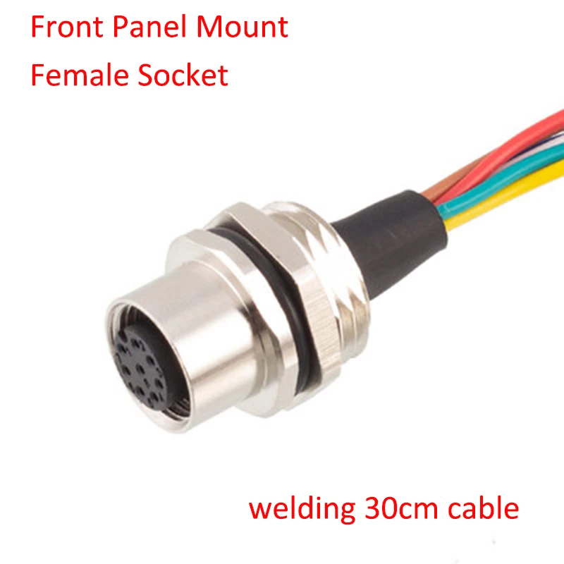 M12 2P 3P 4P 5P 6P 8P 12P Waterproof IP67 Aviation Male Female Socket With Cable Threaded Connector For Data And Telecom Systems