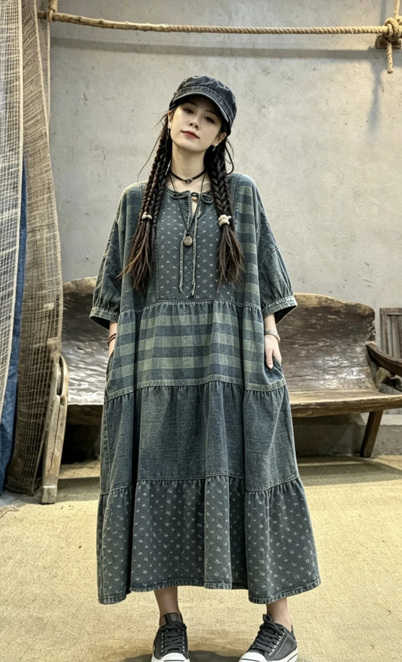 Vestido Vaquero Retro con Parc - Embroidery Abaya reseña y precio
