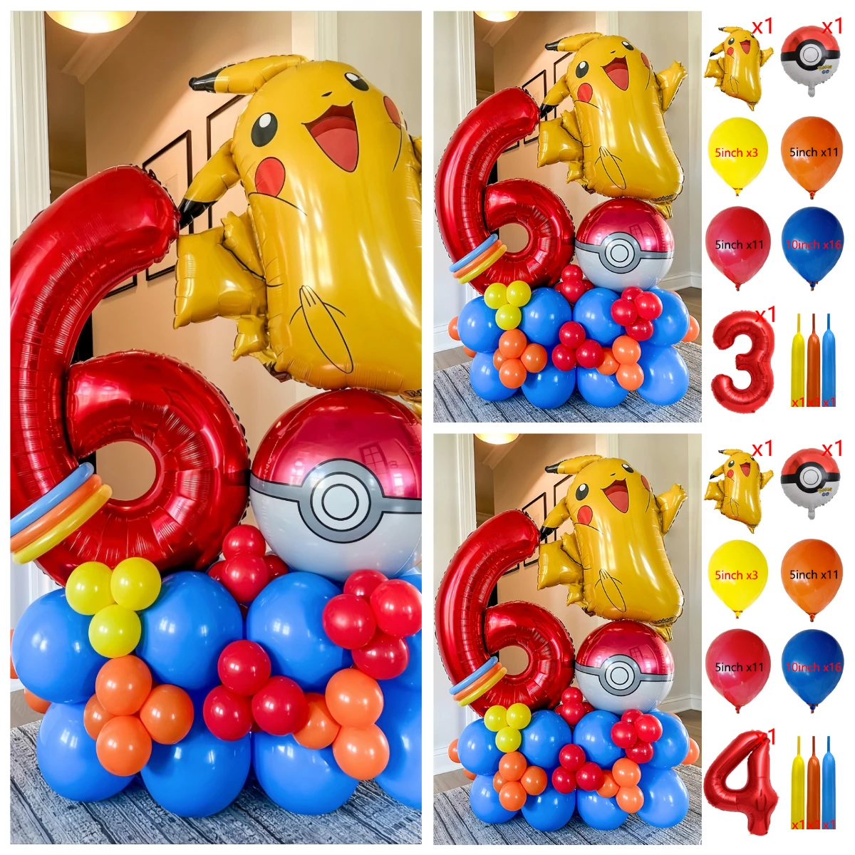 47 stücke Cartoon Monster Pikachu Ballon Set Junge Mädchen Geburtstag Partei Liefert Baby Shower Party Dekorationen Globos Kind Geschenke