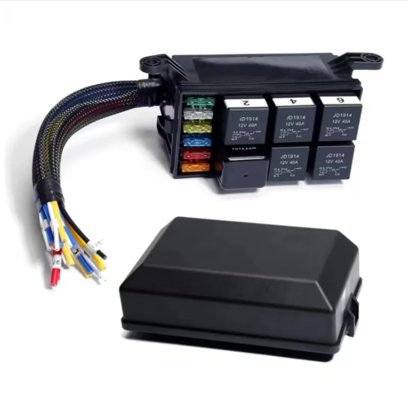 12V Electrical Relay Holder Fuse Box 6 Way Blade Auto Fuse Relay Box Pre-Wired Automotive Fuse And Relay Box