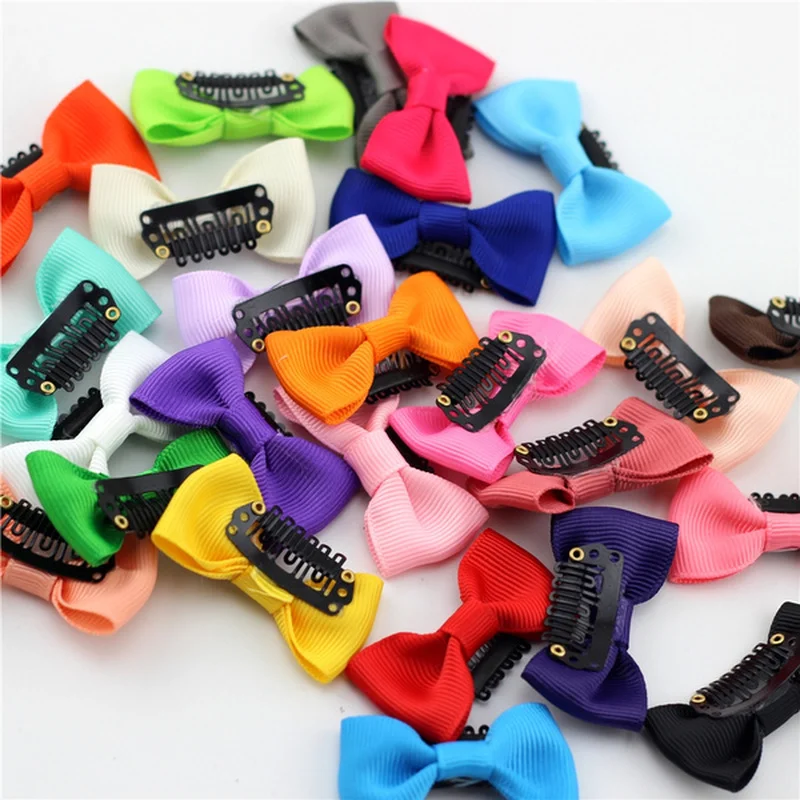 10Pcs Kids Baby Ribbon Hair Bow Mini Clips Hair Clip Hairpin for Children Girls Kids Photo Props Hair Accessories