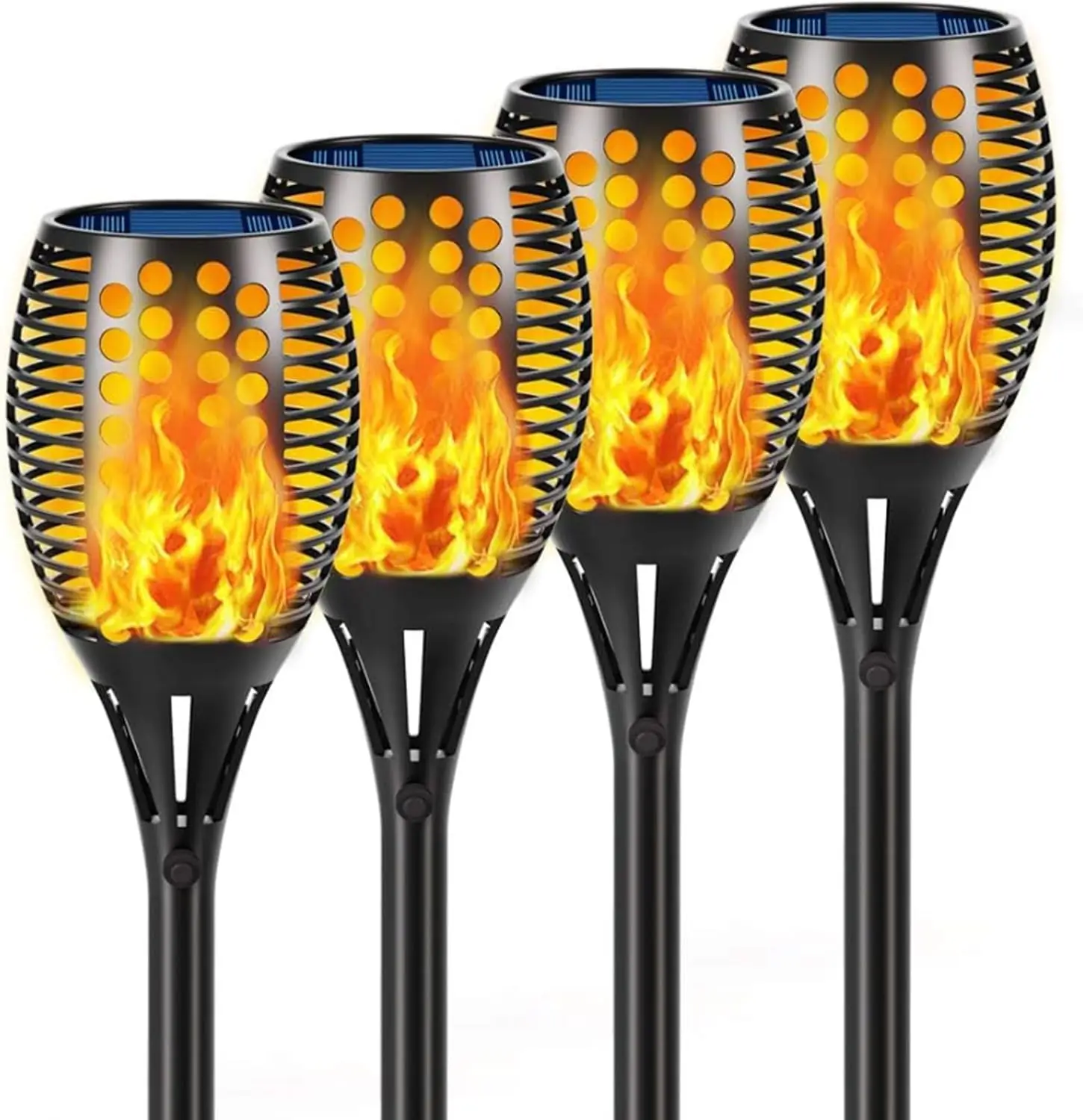 

43" Solar Torch Lights with Flickering Flames, Waterproof Outdoor Decoration for Yard Garden Pathway, Auto On/Off, 4-Pack