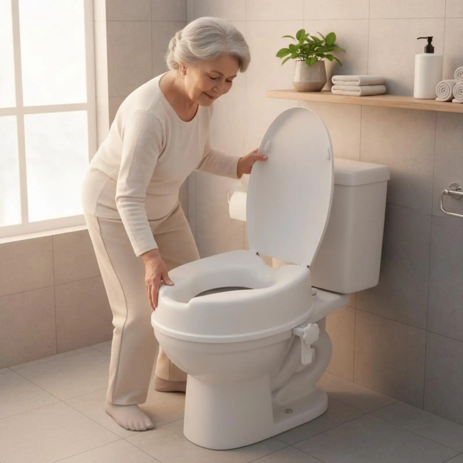 Elevated Toilet Seat with Side Tightening Clamp for Elderly PP Raised Toilet Seat for Easy Sit Down