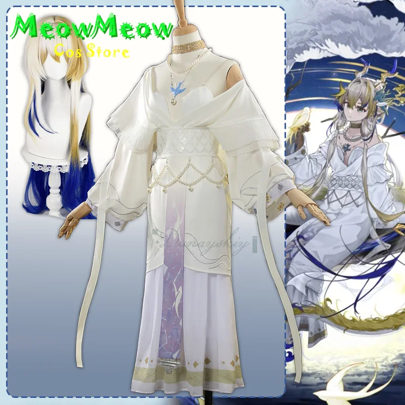 

Game Arknights Shu Cosplay New Year's Uniform Women's Dress With Wig Full Set Outfit Halloween Party Carnival