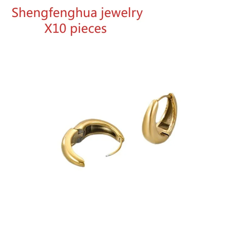 Free shipping 10pcs   new 316 three-dimensional simple wind hollow-plated 18k gold earrings fashionable high-quality e