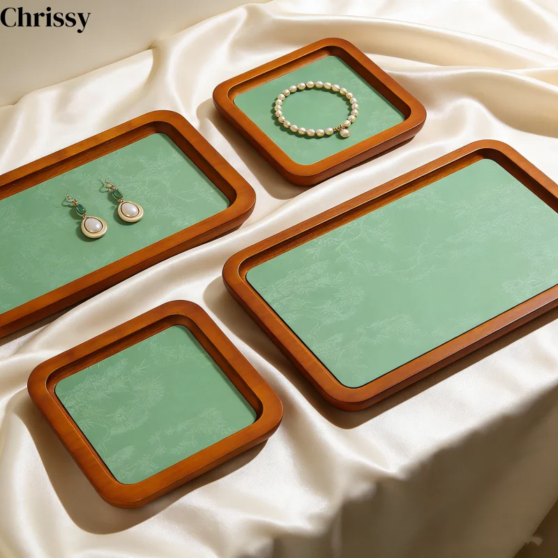 

Solid Wood Jewelry Display Tray, Palace Style Organizer for Bracelet Beads, Antique Appraisal Plate for Store Counter