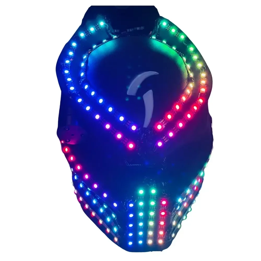 LED Helmet Illuminating Head Wearable Mask Lighting Up Costume Props For Stage Performance Celebration Halloween Decoration
