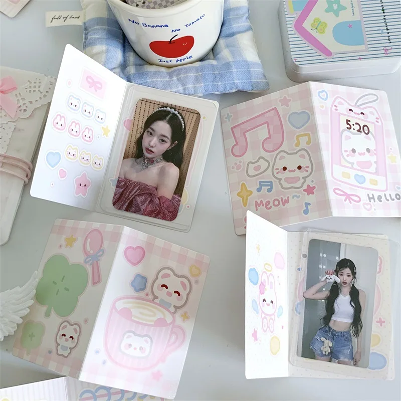 10Pcs Kpop Photo Folding Card Back Korean Star 3 Inch Photo Card DIY Packing Material Kawaii Card Message Fixed Board