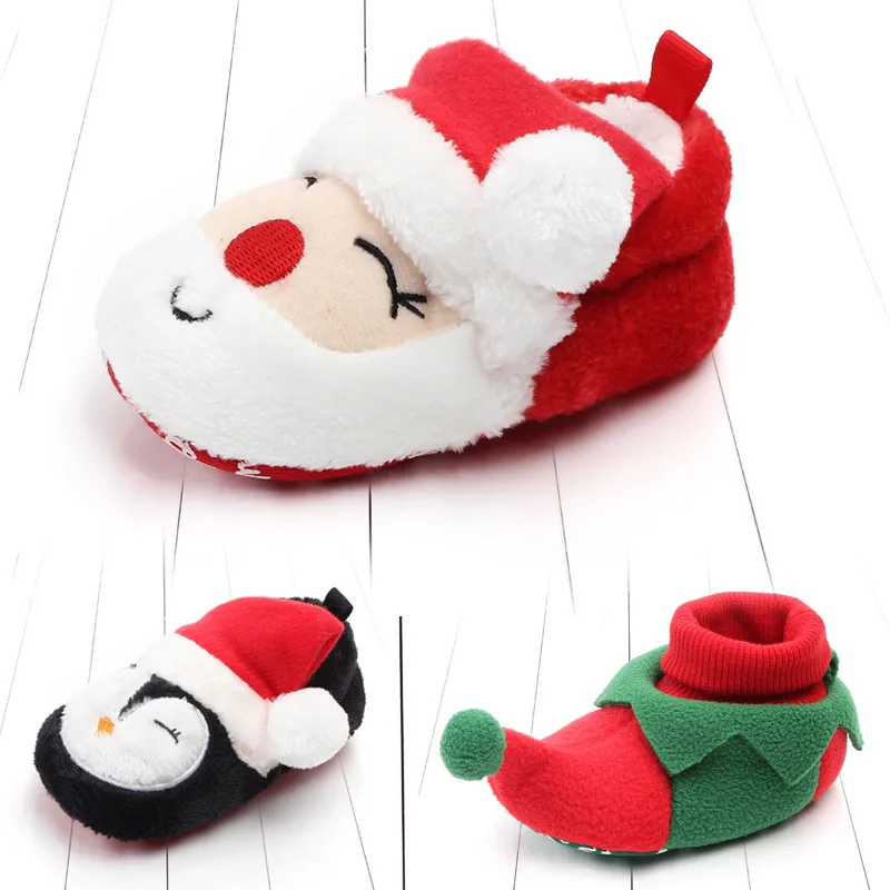 Baby Shoes for Winter Christmas Infant Shoes Cute Santa for Boys and Girls 11CM/12CM/13CM 0-12 Months Warm Lining Inside Soft