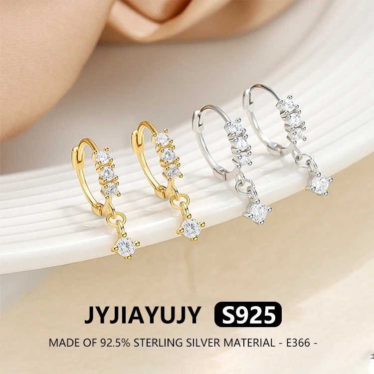 

JYJIAYUJY 100% Whole Original Sterling Silver S925 Drop Earrings Inlaid Zirconia Elegance Daily Wear Gift For Women Use E366