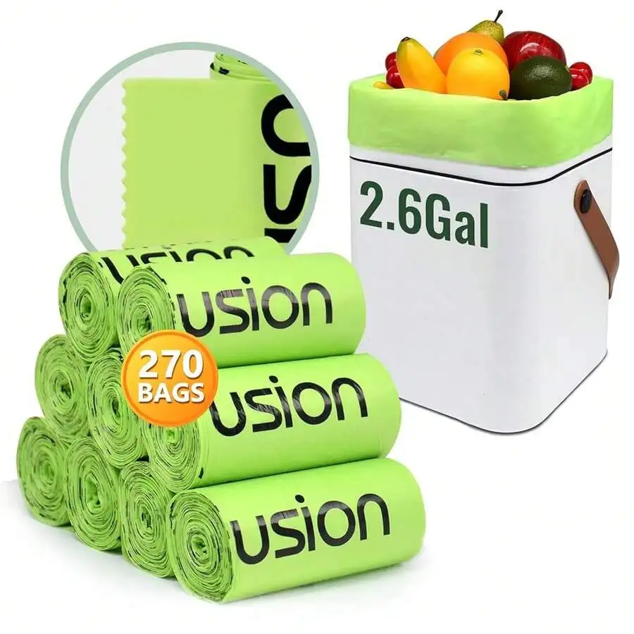 

2.6 Gallon Compostable Trash Bags, 270 Count, Extra Thick 0.71 Mil, BPI & ASTM D6400 Certified