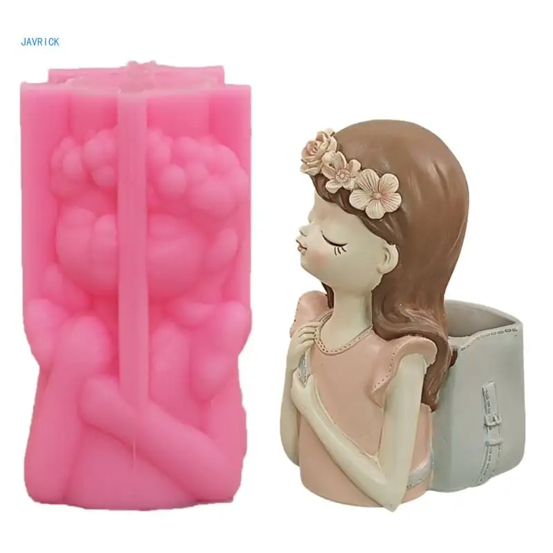 

3D Backpack Girl Gypsum Silicone Molds for Making Succulent Plant Flower Pot