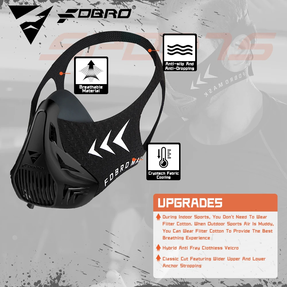 FDBRO MMA Cardio Workout 3.0 Running Resistance Elevation Endurance Mask for Fitness High Altitude Training Sports Mask