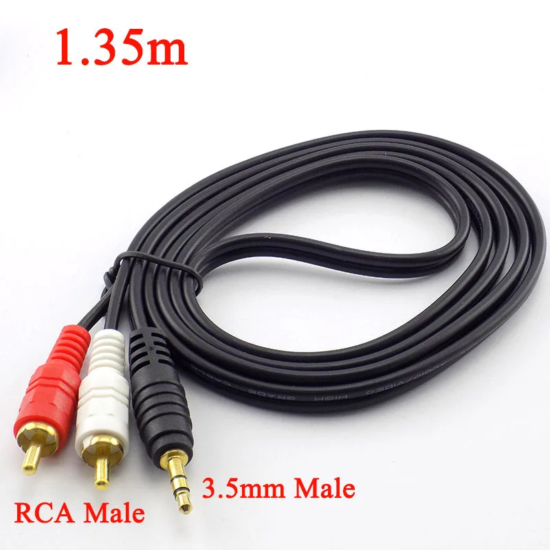 3.5mm Male Jack to AV 2 RCA Male Cable For Mp3 Pod Phone TV AUX Sound computer PC Speakers Music Audio Cord D1