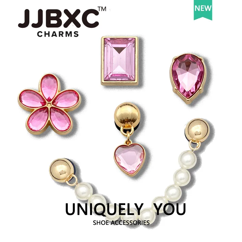 معدن JJBXC سحر إبزيم حذاء إكسسوارات الأحذية المعدنية الوردي الماس DIY الأزياء الأحذية الزينة