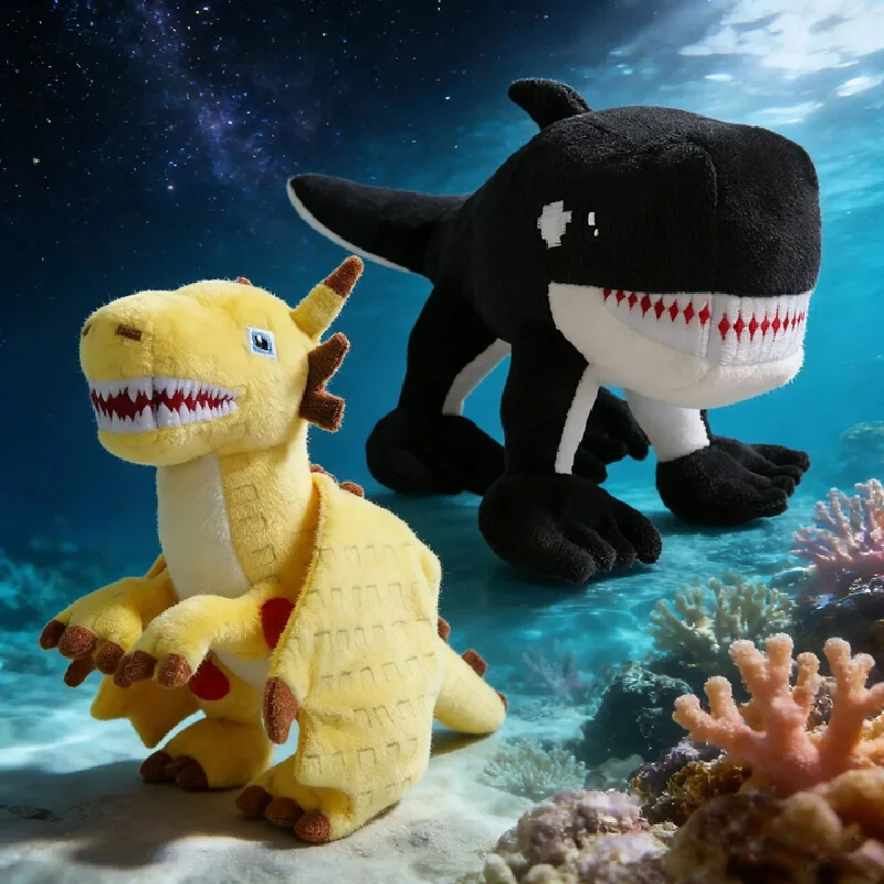 [In Stock] New Steel A Brrainrot Plush Toy Black White Shark Dragon & Yellow Fire Dragon Anime Birthday Christmas Gift view 6