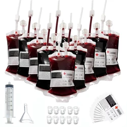 Empty Blood Bags Drinks for Halloween Zombie Vampire Costume Props Nurse Graduation Theme Party Favors Drink Pouches 10/20 PCS