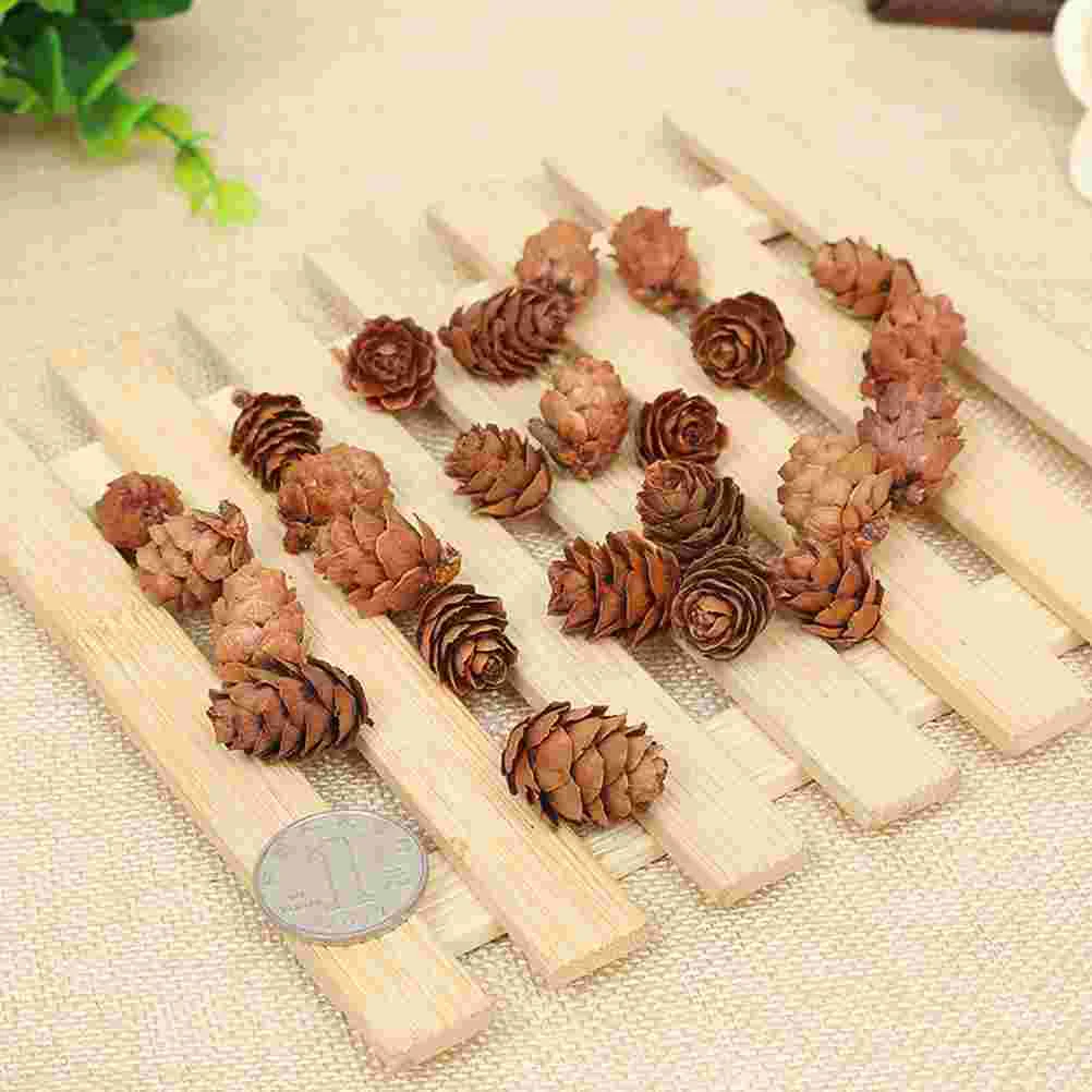 100 Pcs Songhwa Photo Props Wooden Pine Cone Cones کرسمس ornament Mini Fall Decorations for Home Garland مصنوعی پودے