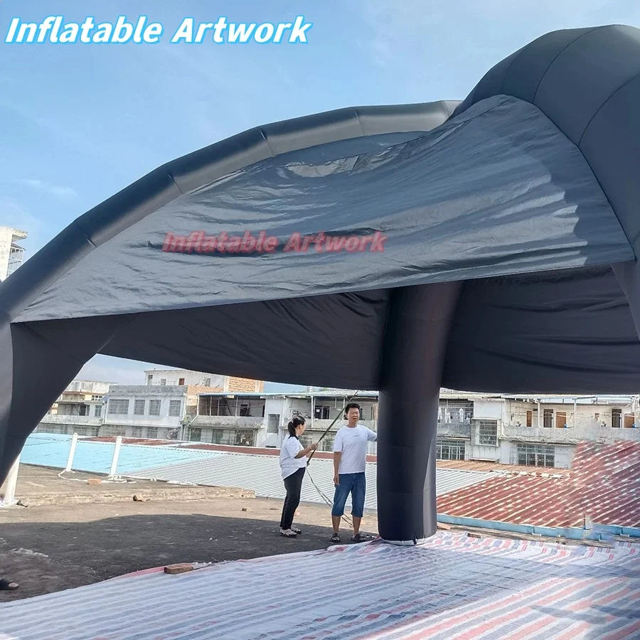 Tapón inflable para comprar tienda de campaña con cúpula de araña inflable negra tipo 4 patas para juguetes de fiesta y eventos