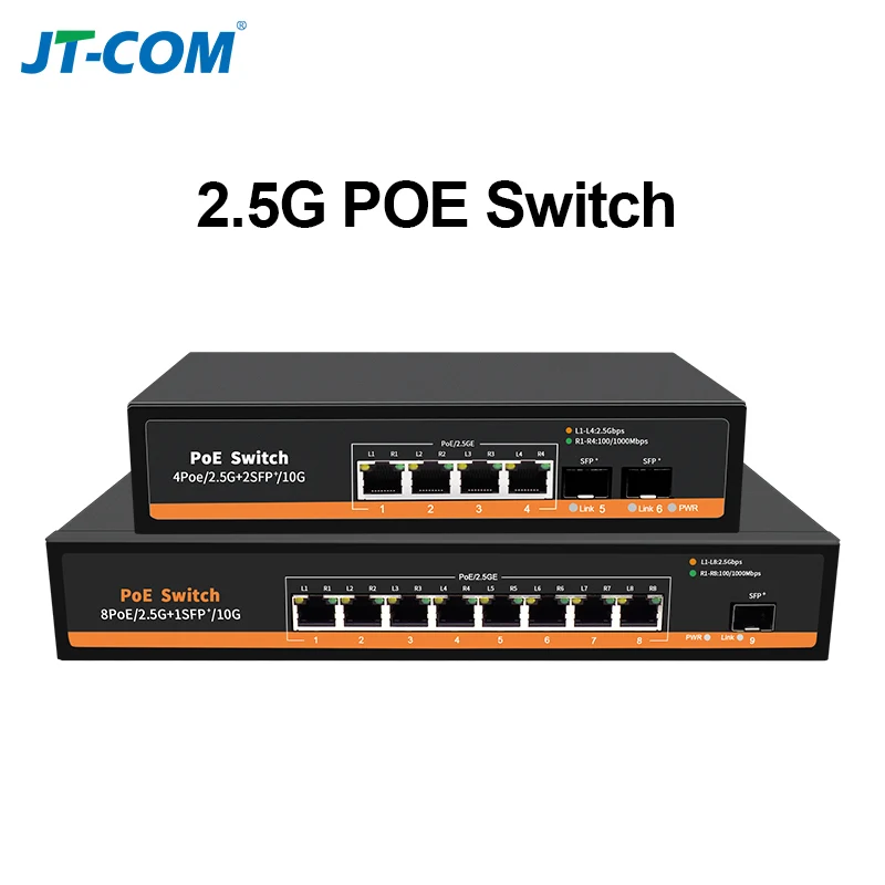 Unmanaged PoE switch with 1*1/10G SFP+ slot port and 8*10/100M/1G/2.5G PoE ports