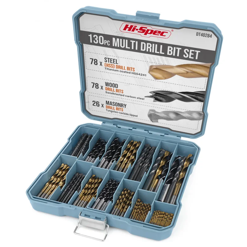 hi-spec-130-piece-drill-bit-set-twist-wood-flat-cement-drill-bits-for-electric-drill-toolbox