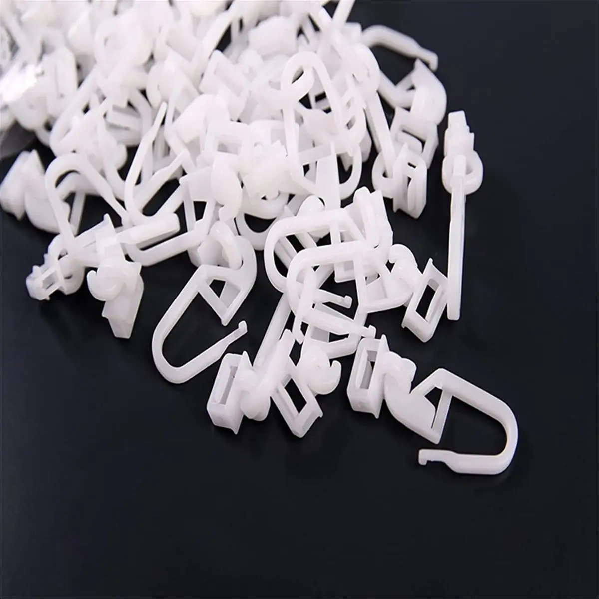 100Pcs 34MM Plastic Curtain Pulley Hooks, Light Reliable Replacement Hooks for Shower Curtains Garden Gazebo Drapery