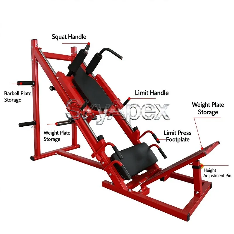 45 Degree Dual Purpose Hack Squat Leg Press Machine Household Commercial Fitness Gear for Lower Limb Training Leg Muscle Workout