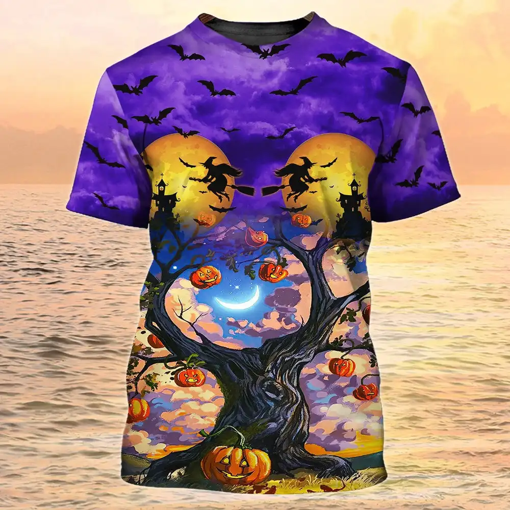 Halloween Carnival Night Mens T Shirt Hip Hop Trend Harajuku Dress Up Clothing Casual O-neck Short Sleeve Top 3D Print Funny Tee