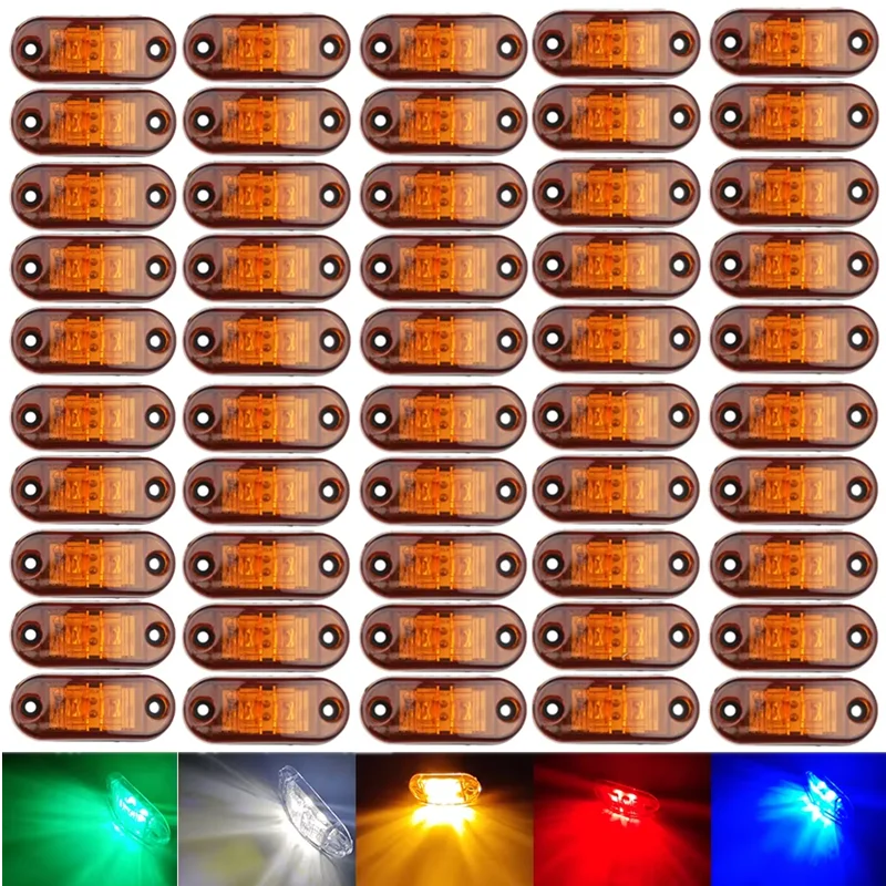 50PCS LED Trailer Warning Lights Front Rear Side Marker Lights for Scania Lorry Caravan Side Clearance Lamp Truck Light 12V 24V