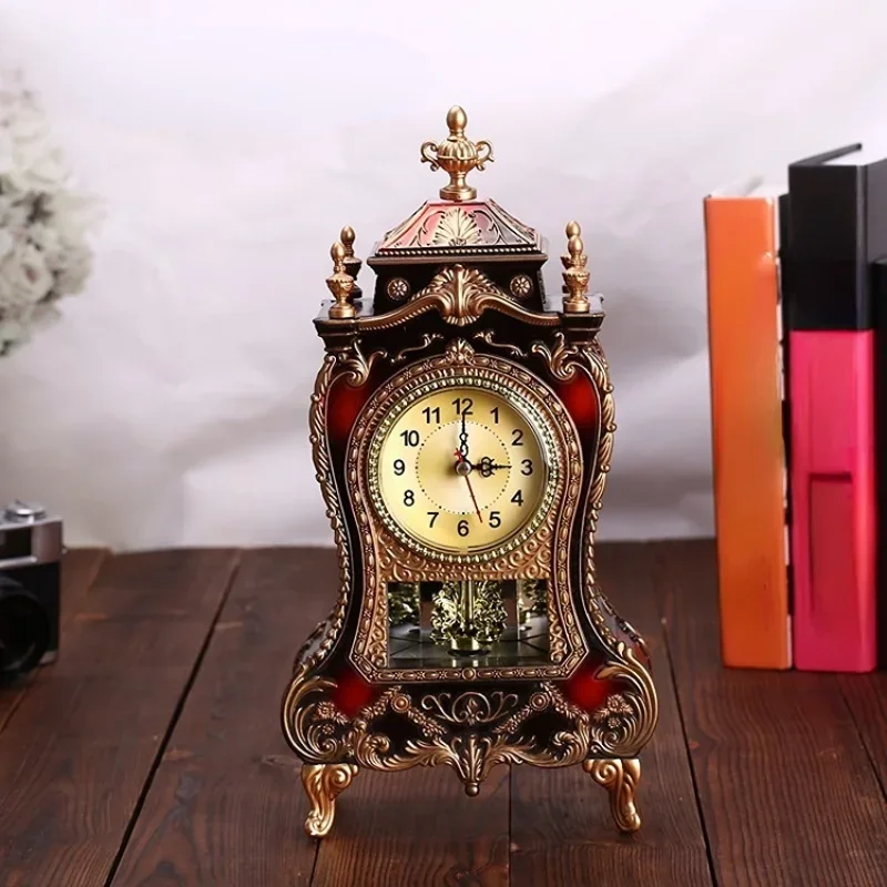 1pc 12 músicas balanço relógio em forma de torre relógios de mesa criativo decoração clássica relógio antigo sala estar tv gabinete relógio de mesa