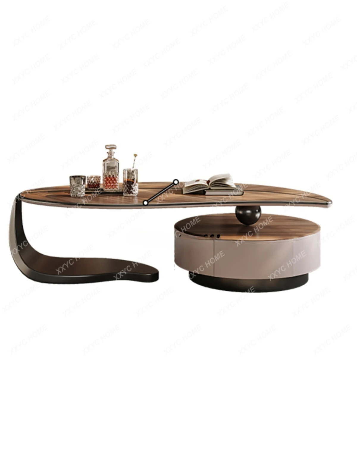 

Walnut leaf coffee table TV cabinet combination