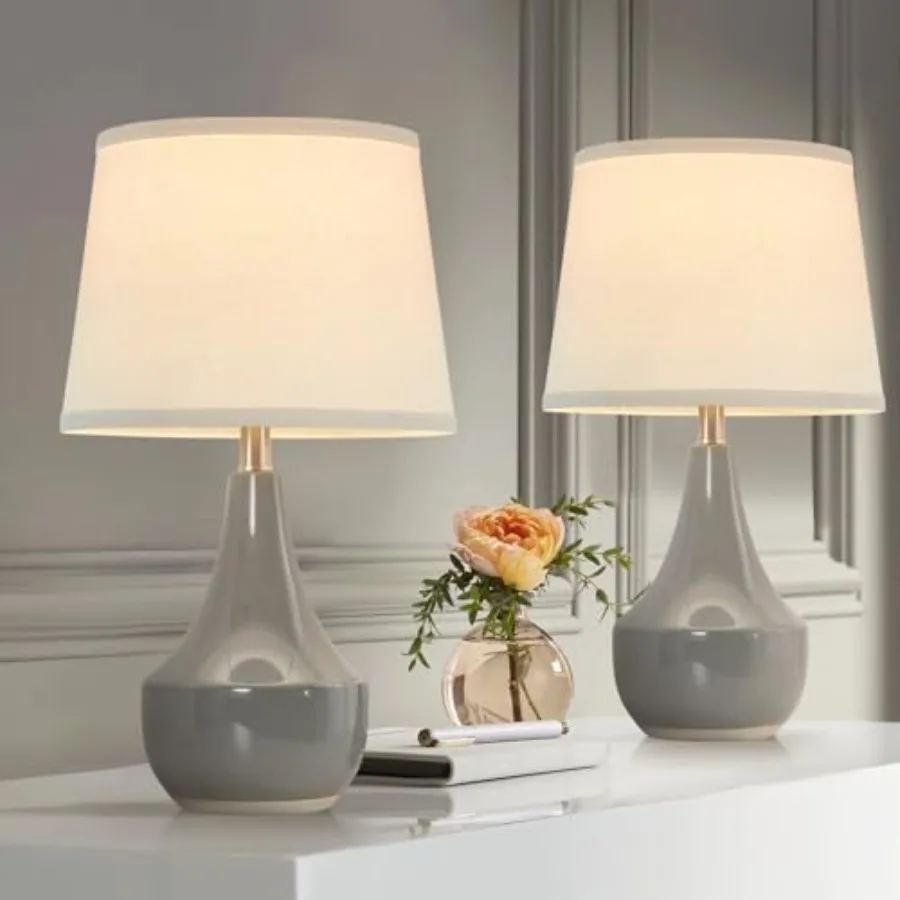 

18" Table Lamp Set of 2, Ceramic Table Lamp Classic Beside Lamps Nightstand Lamp Modern Lamp for Living Room, Bedroom and Offic