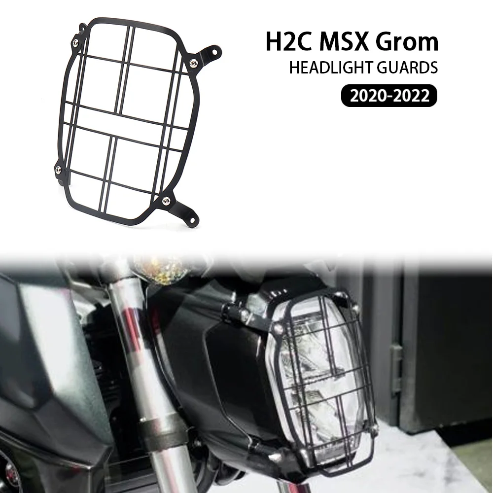 

Motorcycle New Headlight Headlamp Grill Guard Cover Protector H2C Msx Grom Black Metal For HONDA H2C MSX GROM 2020 2021 2022