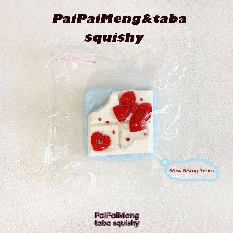 1pc Handmade Bow Cake Squishy, mochi soft texture, cake shaped stress relief toy, food grade silicone, soft slow rebound