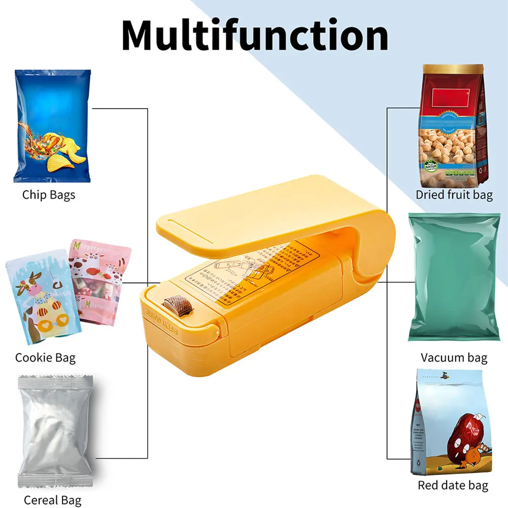 Mini Heat Bag Packaging Sealer Portable Plastic Bag Clip Sealing Machine Food Storage Seal Snack Sealing Kitchen Gadgets