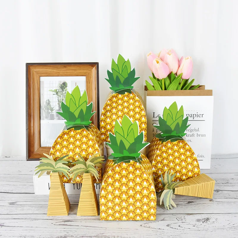 5/10 stücke Ananas Süßigkeiten Cookie Box Hawaiian Party Goodies Geschenk Verpackung Box Tasche Sommer Geburtstag Hochzeit Dekoration Lieferungen