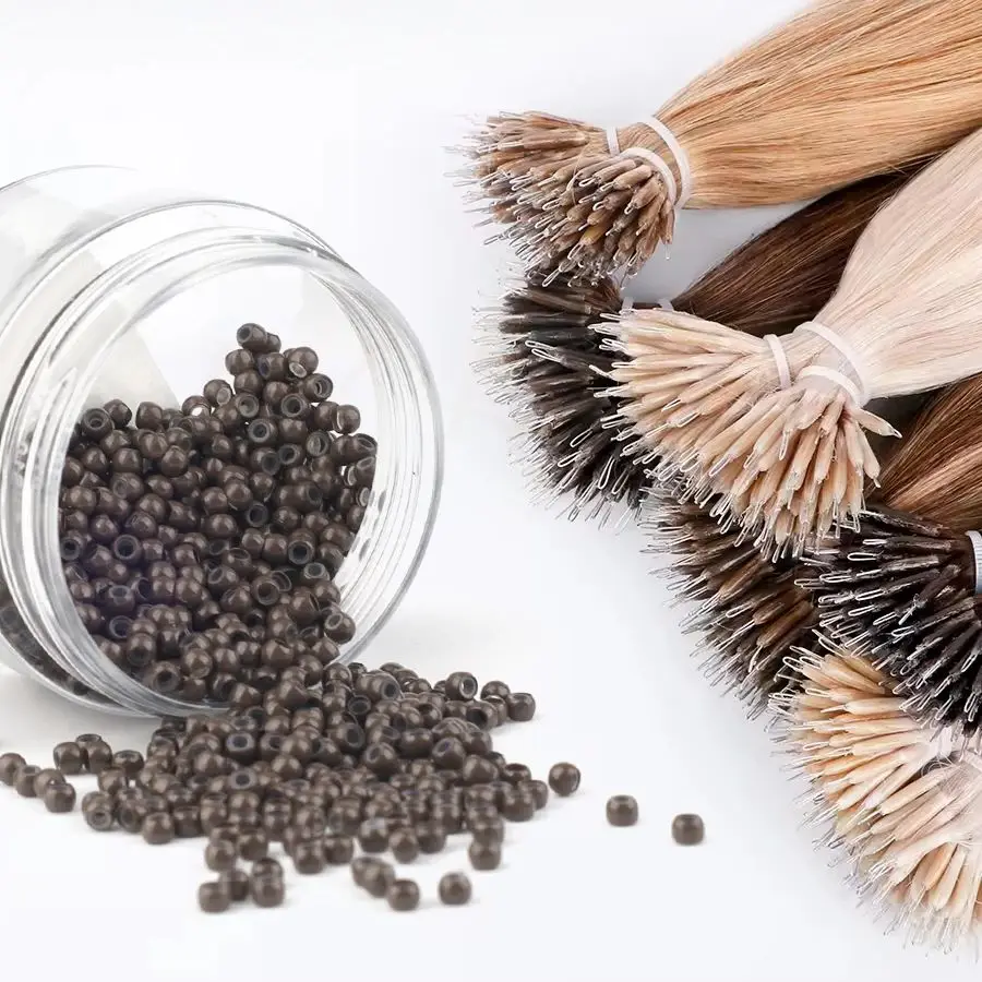 

ARLANY 1000 шт. 3,0 мм медные бусины для наращивания волос с силиконовыми нано-бусинами для I-Tip и швейных прядей