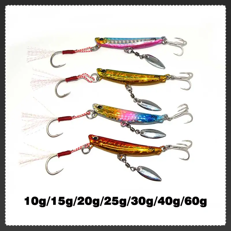 TAKEDO LS06 Meeresangeln, sinkender Metallköder, gegossener Jigging-Köder mit Haken und amerikanischem Drehlöffel, Wobbler für Hechtbarsch – Detail 2