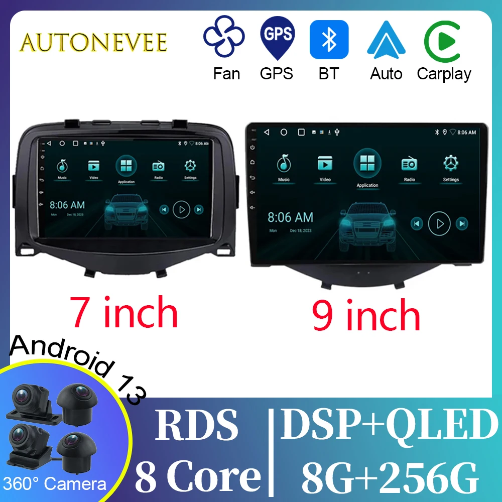 

4G For Toyota Aygo 2015 Peugeot 108 2020 Citroen C1 2015-2022 Video Player Android Auto Car Radio GPS Stereo Carplay No 2din DVD