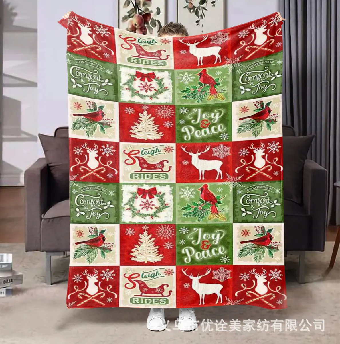 

Одеяло с принтом в рождественскую клетку для дивана-кровати, путешествий, кемпинга, гостиной, офиса, кондиционера, одеяло