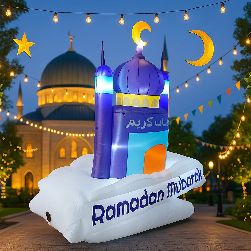 Juguete inflable de 2,1 M/6,8 pies, Festival musulmán de Ramadán, decoración DIY, vacaciones, estilo Eid, Iglesia con adorno de luz LED, decoración de patio