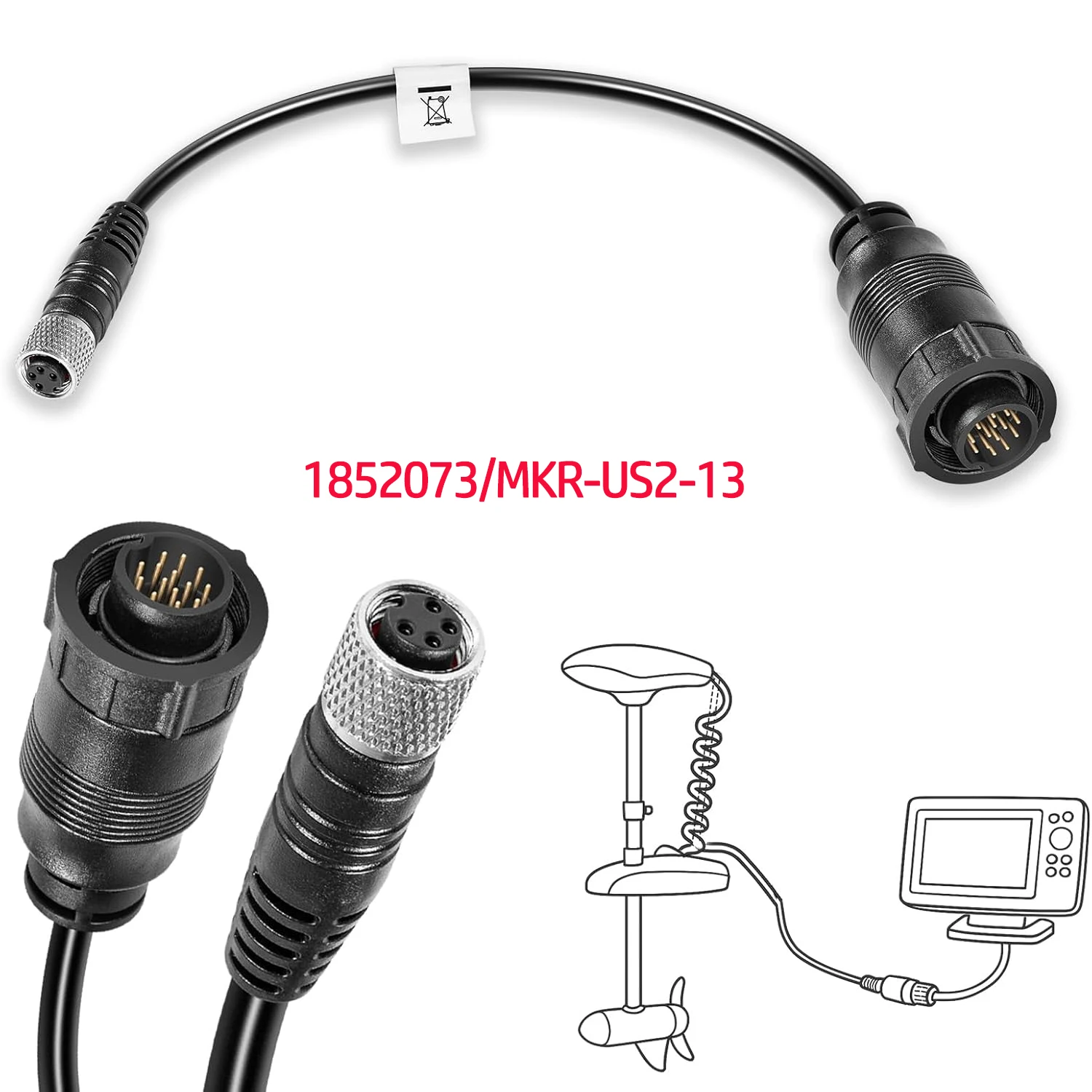 For Minn Kota MKR-US2-13 Universal Sonar 2 Adapter Cable 1852073 for APEX, SOLIX, Onix, XPLORE Fish Finders & US2 Trolling Motor
