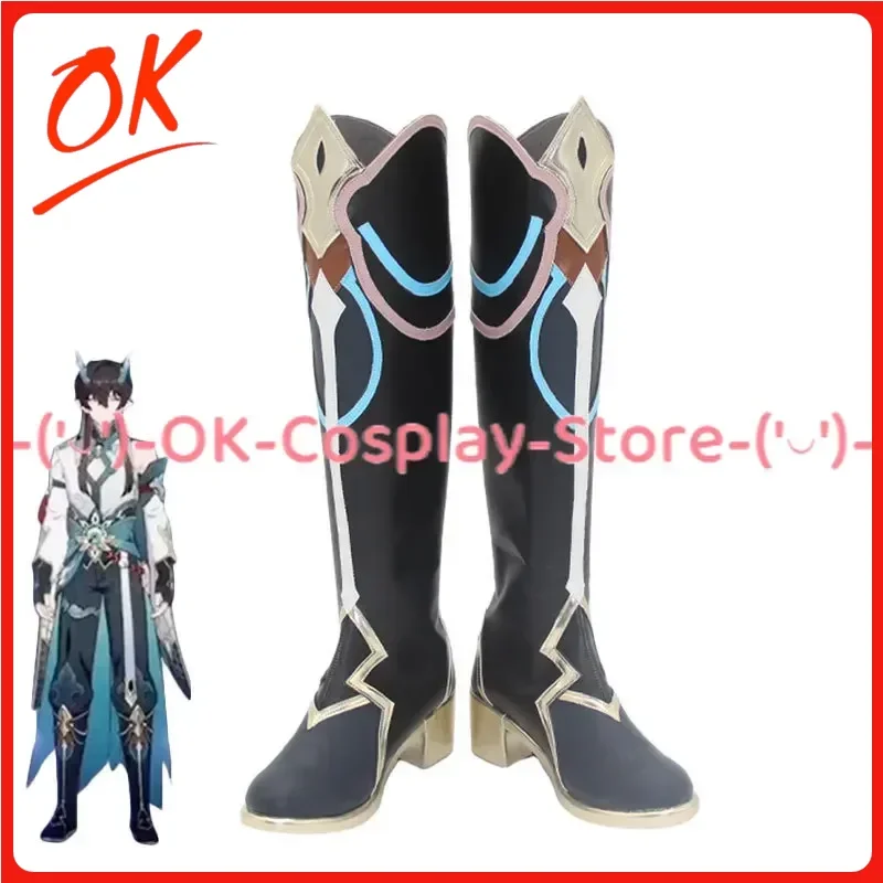 [Personalizzato] Gioco Honkai Star Rail Danheng Scarpe Cosplay Anime Gioco di ruolo Puntelli Halloween Carnevale Festa Festa Stivali in pelle PU