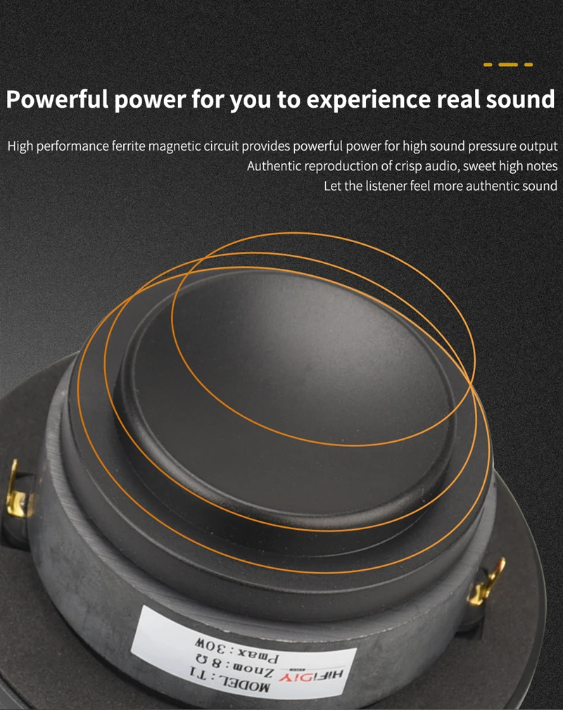 HIFIDIY T1-75 hifi 4 inch Tweeter Speaker Unit 330 Silk membrane 8OHM 30W home Film Treble Loudspeaker  94/100/104/110/116/120