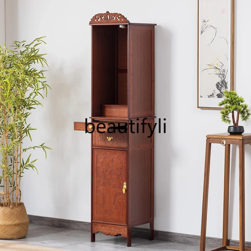 New Chinese-style vertical cabinet, God of Wealth Shentai offering table, Buddha Tai household incense case, statue cabinet